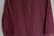 Brown Embroidered Sequin Blouse