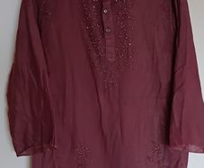 Brown Embroidered Sequin Blouse