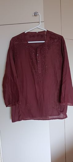 Brown Embroidered Sequin Blouse
