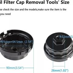 64.5mm 14 Flutes Oil Filter Wrench Cap Black Oil Filter Cap Removal Tool for Toyota Lexus Tundra Tacoma Highlander Camry 4 Runner RAV4