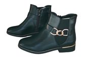 Black Women's Ankle Boots Gold Chain On The Side Gold Studs On The Edge Elastic On The Side, size 39