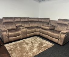 New Sand & Grey Hampton Electric Recliner Corner Sofa