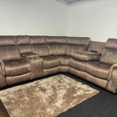 New Sand & Grey Hampton Electric Recliner Corner Sofa