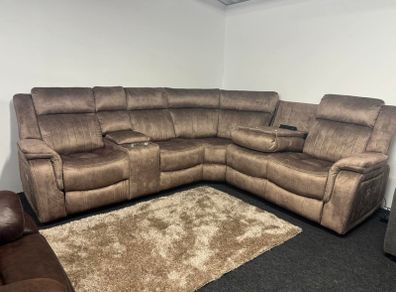 New Sand & Grey Hampton Electric Recliner Corner Sofa
