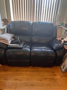 2 seat leather electric reclining sofa