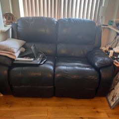 2 seat leather electric reclining sofa