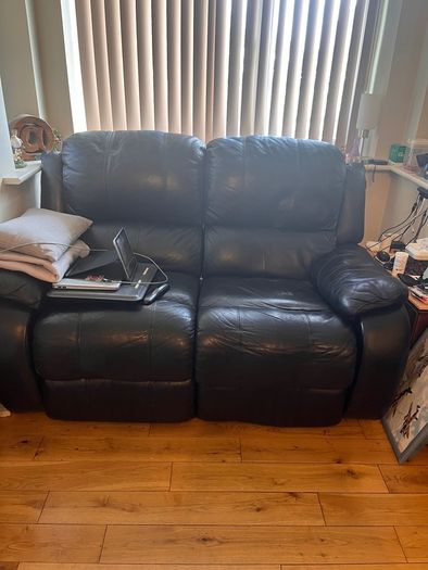 2 seat leather electric reclining sofa