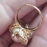 Beautiful gold-plated ring with artificial pearl and crystals. Image 4