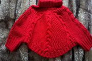 Crafted Girls Red Poncho Cape jumper 5-6