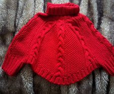 Crafted Girls Red Poncho Cape jumper 5-6