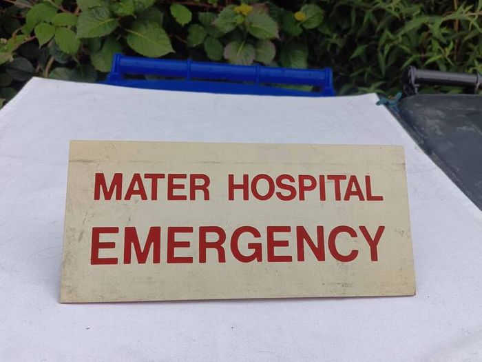 Vintage Mater Hospital Emergency Sign