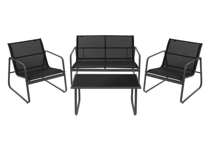 Malibu Retreat Garden Sofa Set 4 Piece Outdoor Patio Furniture with Glass Table