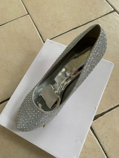 Truffle Silver Mesh Diamond Heels 8uk