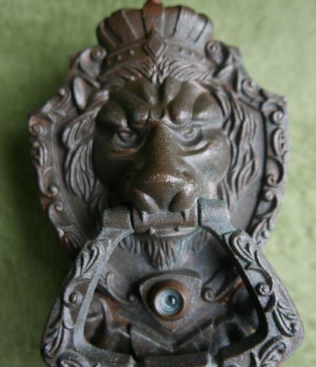 Vintage Door Knocker, Bronze Lion Head