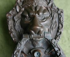 Vintage Door Knocker, Bronze Lion Head