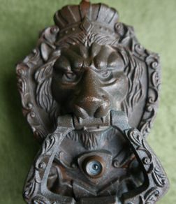 Vintage Door Knocker, Bronze Lion Head