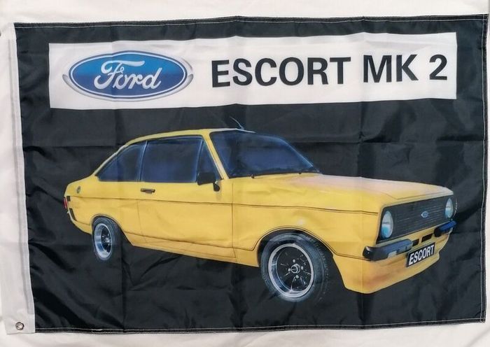 Ford Escort MK2 yellow flag 90cm x 60cm