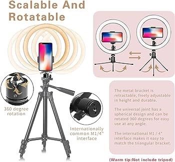 FREE EXPRESS SHIPPING  Dimmable Desk Makeup Ring Light 10" with Tripod Stand & Phone Holder for Live Streaming & YouTube Video,Photography, Shooting with 3 Light Modes & 10 Brightness Level