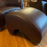 Real leather brown arm chair with foot stool Image 2