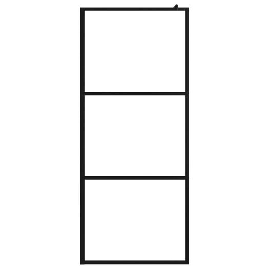 Walk-in Shower Wall with Clear ESG Glass Black 115x195 cm