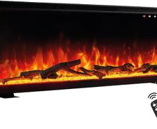 Electric Fireplace LEA - Electric 3-in-1 Fireplace with Panoramic View, Heater, 3D Flame Effect, 12 Flame Colors, Remote Control