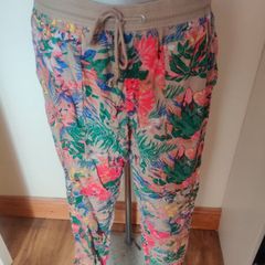 M&S Collection floral linen pants size UK14 Regular EU42 Regular Postage included