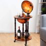 Globe Bar, Globe Bar Made of Eucalyptus, World Globe Bar Trolley with Wheels, Retro Home Bar, Mini Bar for Wine Glasses and Wine Bottles (Brown) Image 8