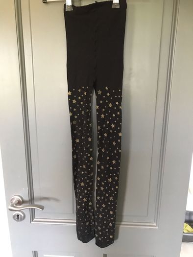 Halloween black tights with gold stars aged 3-5 years