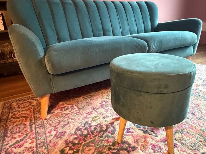 EZ Living Waldorf (formerly Harper) 3 Seater Velvet Sofa + Matching Velvet Footstool
