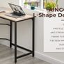 Corner Desk L Shaped Desk Sturdy Home Office PC Laptop Workstation Gaming Computer Desk Study Writing Table 128 x 108 x 75CM Easy to Assemble Simple Design Beige (FREE POSTAGE) Image 2