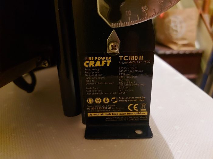 Powercraft 600W Electric Tile Cutter Model TC 180 11, as new, never used and in excellent condition