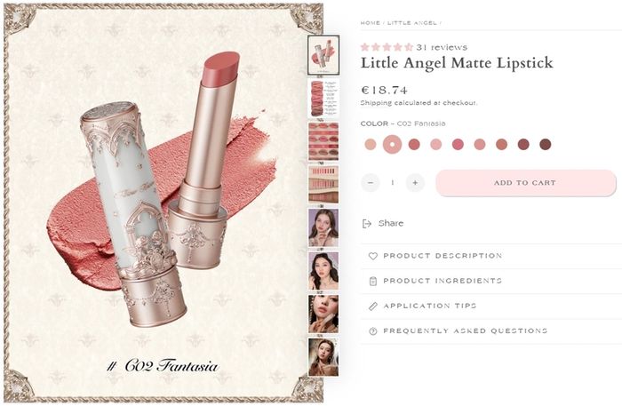 Flower Knows Little Angel Collection Matte Lipstick in C02 Fantasia