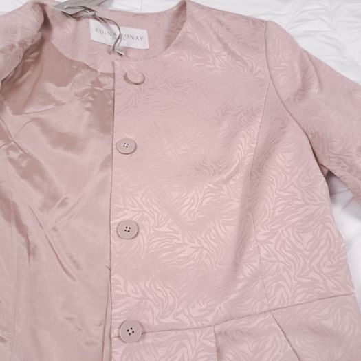 Edina Ronay Blush Pink Embossed Pattern Coat Size L/XL