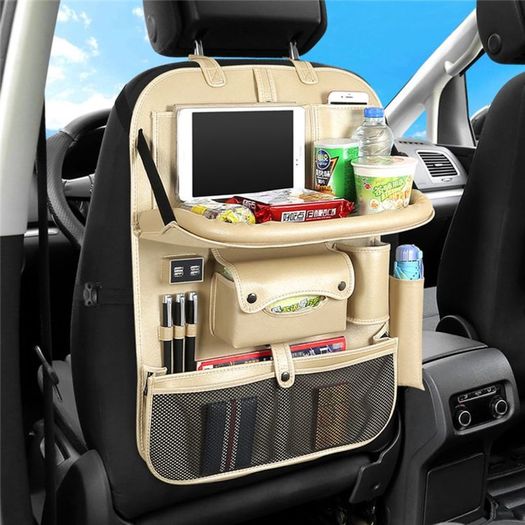 New Car Seat Organizer Back Seat Bag 4 USB Charge Storage Bag Holder Travel Multi-function Pocket Stowing Tidying Car Organizer
