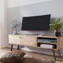145cm Solid Wood Lowboard TV Stand  Handmade Entertainment Cabinet with Storage Image 5