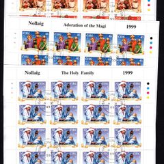 1999 Ireland Christmas Commemorative Stamp Sheetlet Plate 1A1A Fine CDS Used with Dublin cancel of 4th November 1999 (First day of issued) on envelope extract