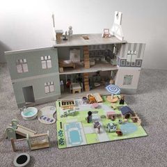 Wooden Dolls House with accessories