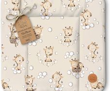 Changing pad wipeable and waterproof 75x72 cm - changing mat to place on changing table, changing top, changing dresser, or washing machine, changing mat 75 x 72 Giraffe