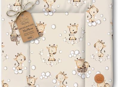 Changing pad wipeable and waterproof 75x72 cm - changing mat to place on changing table, changing top, changing dresser, or washing machine, changing mat 75 x 72 Giraffe