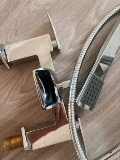 chrome bathroom mixer tap & extension pole.
