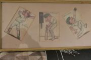 Framed Vintage Cricket caricatures