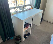 White Computer Desk with Shelving Great for Home Office or Crafts