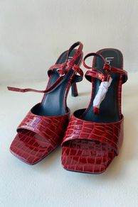 Linzi Red Snakeskin High Heels
