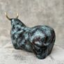 Abstract Bull With Gold Accents - Patinated Bronze Image 8