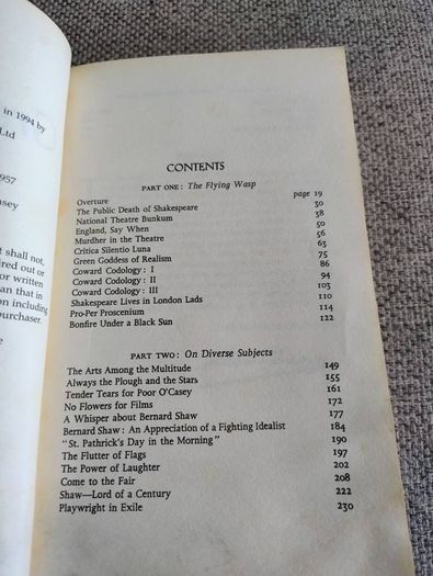 Sean O Casey The Green Crow selected writings in used condition FREE STANDARD POSTAGE INCLUDED