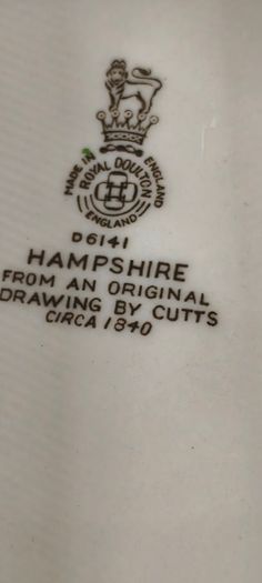 Plate  Underplate for Tureen Hampshire by Royal Doulton as decoertive hanging wall plate.