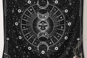 MULTIPLE SIZES AVAILABLE Tapestry for Bedroom Aesthetic, Sun Moon Star Large Astrology Wall Hanging, Black White Psychedelic Room Decorations, Mystic Wall Decoration for Home Bedroom, Living Room, Dorm (130x150cm)