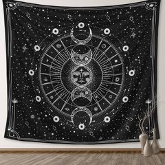 MULTIPLE SIZES AVAILABLE Tapestry for Bedroom Aesthetic, Sun Moon Star Large Astrology Wall Hanging, Black White Psychedelic Room Decorations, Mystic Wall Decoration for Home Bedroom, Living Room, Dorm (130x150cm)