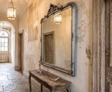 Large slightly distressed silver leaf mirror