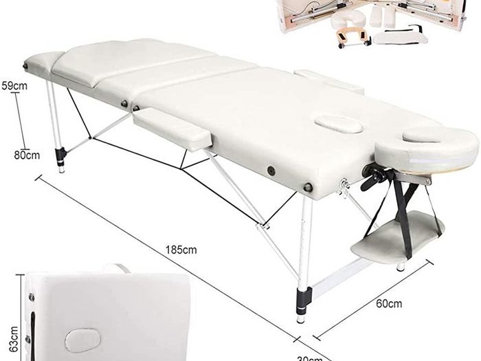 Portable Massage Bed Table - 3-Section Aluminium Foldable Beauty Couch for Reiki Therapy Treatment Salon Healing - Metal Headrest Support/with Carry Bag (FREE SHIPPING)